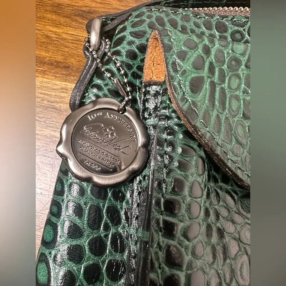 NWT Patricia Nash Emerald 10th Anniversary‎ Crossbody Bag Croc Leather Top-Zip